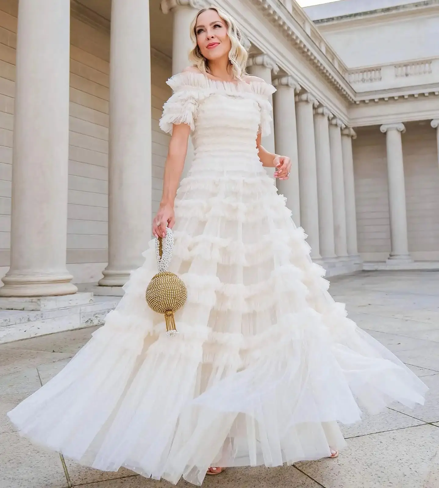 Top Trends: Off Shoulder Ivory Prom Dresses Elegant Tiered Ruffles Evening Dresses Vintage Floor Length Homecoming Celebrity Party Gowns Shoppable Styles