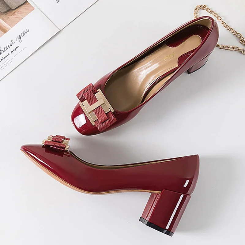 Top Trends: Classic Woman Pumps Bowknot Black Red High Heels Ladies Dress Elegant Middle Heel Women&#039;s Luxury Shoes Spring 2022 Trend Summer Shoppable Styles