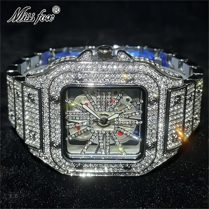 Top Trends: 2023 MISSFOX Iced Out Mens Watches Luxury Brand Waterproof Fashion Quartz Wristwatch Hip Hop Diamond Skeleton AAA Clocks Reloj Shoppable Styles