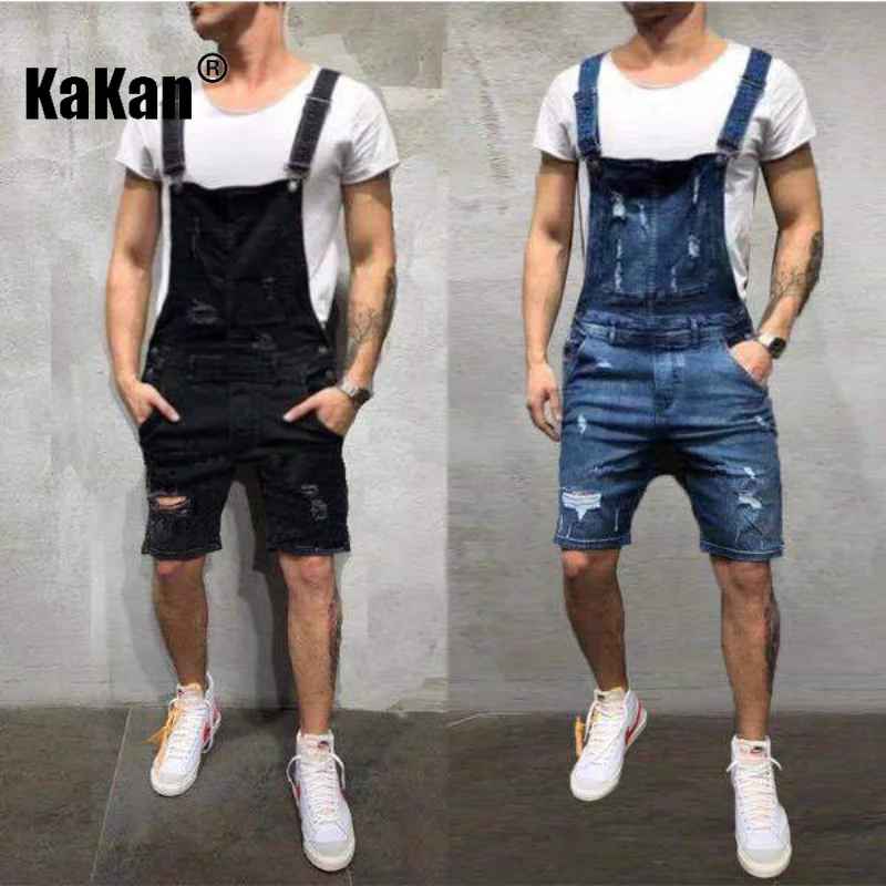 Top Trends: Kakan - European And American New Strap Tear Denim Shorts Men&#039;s Wear, Youth Popular Weary Strap Short Jumpsuit K34-402 Shoppable Styles