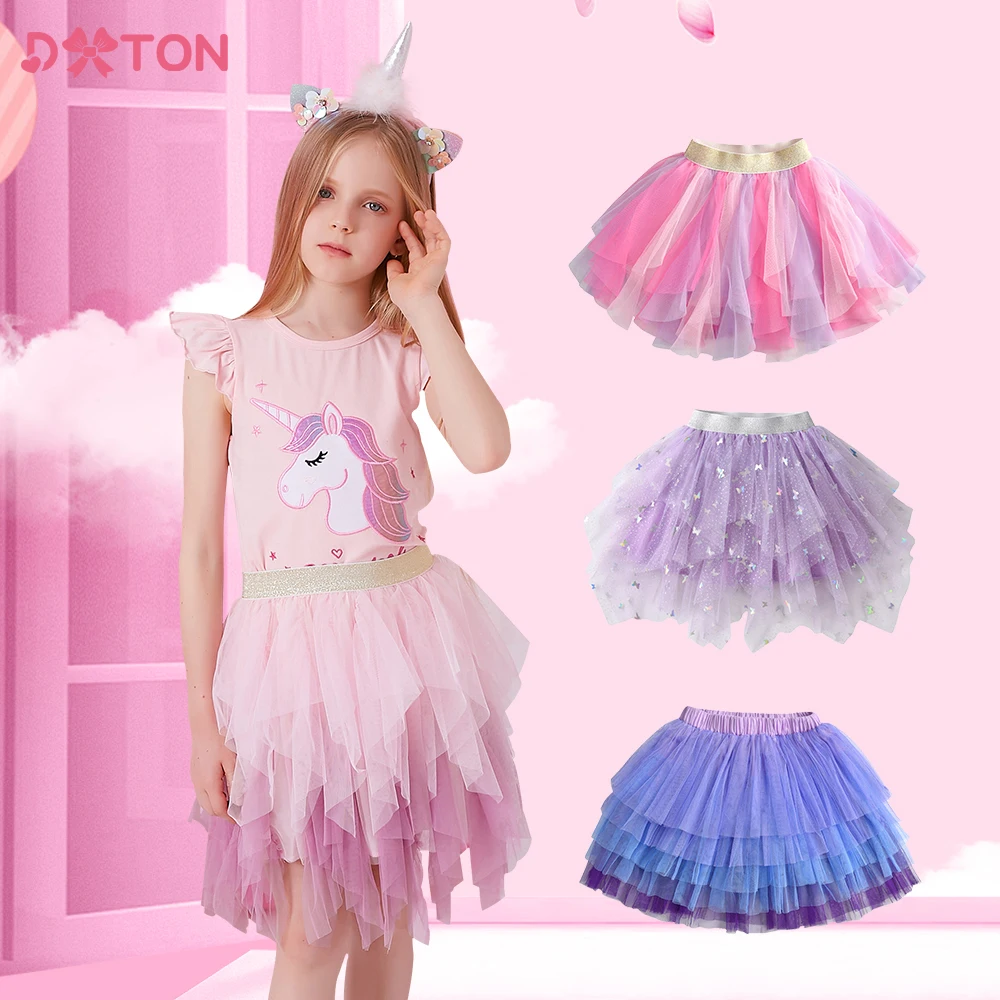 Top Trends: DXTON Tutu Skirts For Girls Mesh Ballet Miniskirts Kids Layered Princess Cake Ball Gown Dance Prom Party Skirt Children Clothes Shoppable Styles