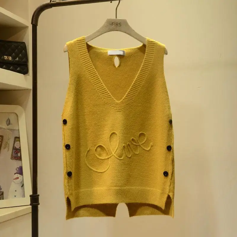 Top Trends: Women&#039;s Cropped Knitted Vest New Fashion Korean Version Loose Sweater Top 2023 Spring And Autumn Wear Vest Shoppable Styles