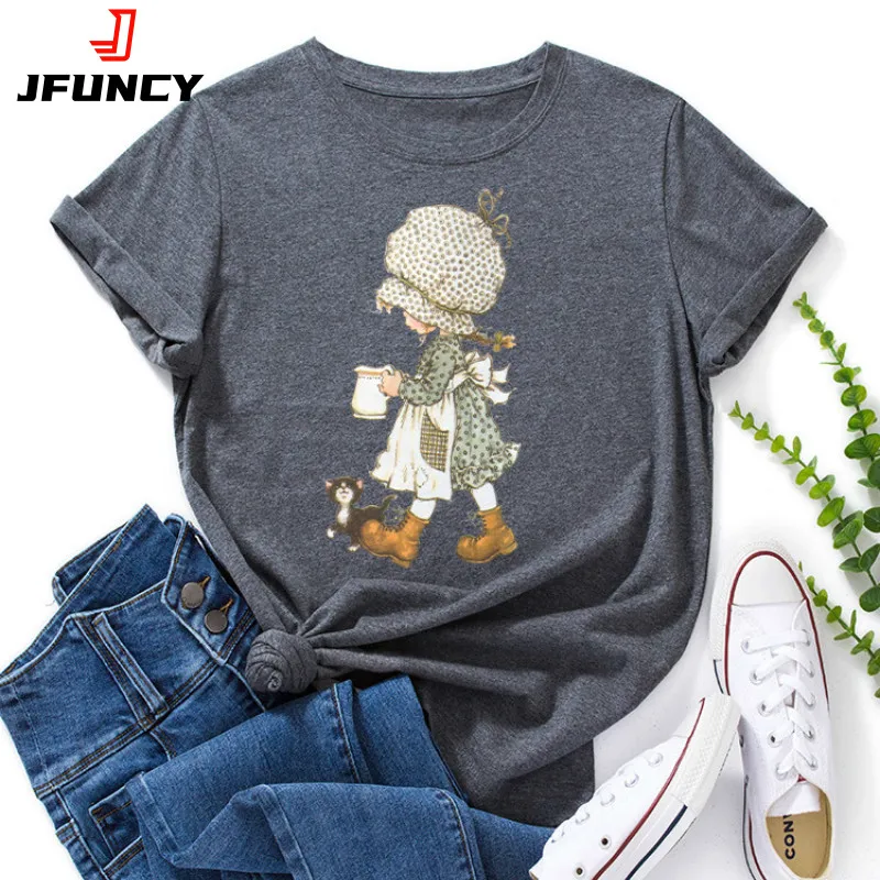 Top Trends: JFUNCY 2023 Women Short Sleeve T-shirt Cartoon Printed Graphic T Shirts Summer Tops Female Tee Shirt Woman Cotton Tshirts Shoppable Styles