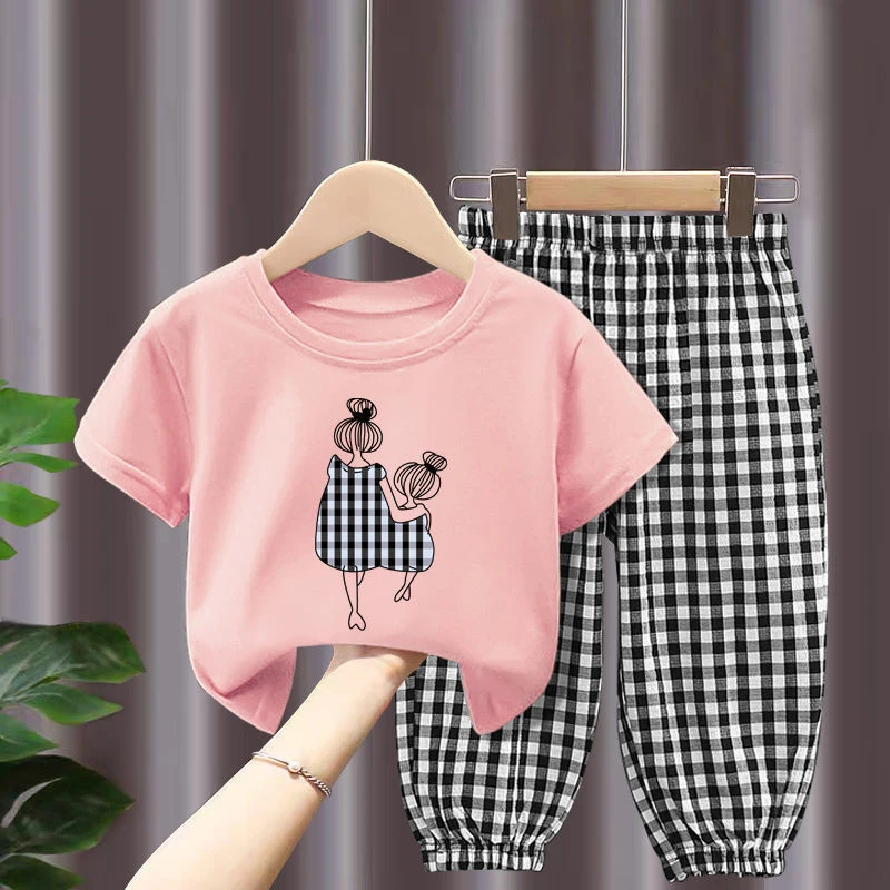 Top Trends: Summer Sets Children&#039;s Clothing Girls Mother Kids Toddler Clothes Cute Fashion Cotton T-shirt Top Pants 2pcs Baby Girl Clothes Shoppable Styles