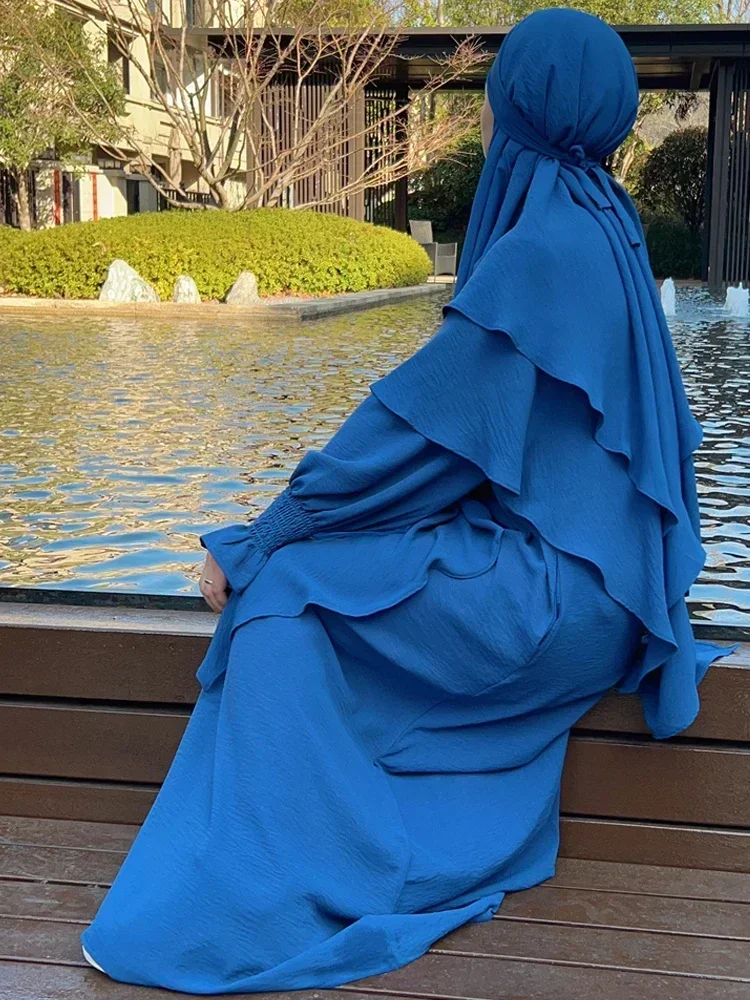 Top Trends: Ramadan Eid Muslim Woman Jilbab 2 Piece Abaya With Hijab Long Khimar Niqab Set Overhead Prayer Dress Islam Outfit Djellaba Burka Shoppable Styles