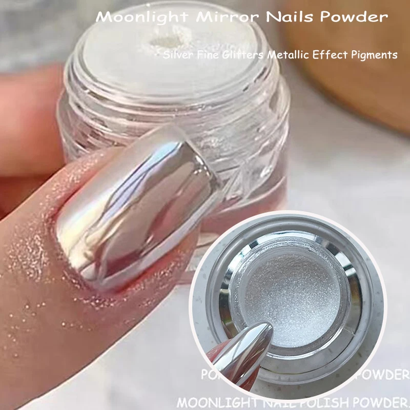 Top Trends: Net 0.5g Silver Fine Metallic Effect Powder 1*bottled Moonlight Mirror Pigment Dust Holographic Gel Polish Chrome Powder FT56GH Shoppable Styles