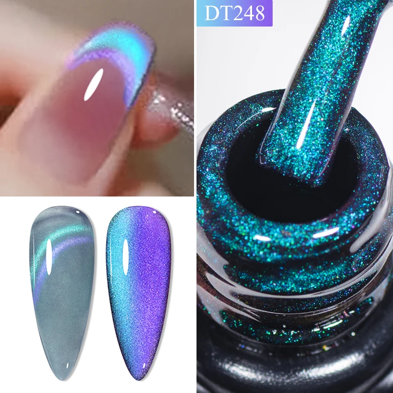 Top Trends: 7ml Double Light Cat Magnetic Gel Nail Polish Glitter Crystal Jelly Rainbow Magnetic Gel Semi-Permanent Soak Off UV LED Varnish Shoppable Styles - Image 2