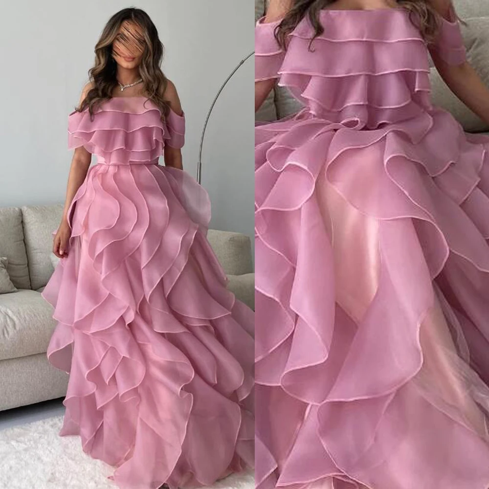 Top Trends: Elegant Prom Gown Off Shoulder A-line Ruffless Tulle Skirt Perspective فساتين السهرة 2023 جديده Evening Party Dresses Shoppable Styles