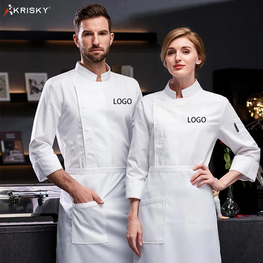 Top Trends: Krisky High Quality Long Sleeve Chef Clothes Uniform Restaurant Kitchen Cooking Chef Coat Custom Print Logo Waiter Work Jackets Shoppable Styles