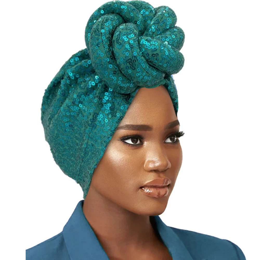 Top Trends: Sequins Twisted Flower Turban Cap For Women Fashion African Female Head Wraps Muslim Headscarf Bonnet Turbante Mujer Shoppable Styles