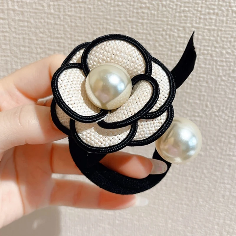 Top Trends: 2022 Retro Camellia Hair Ties Ring Elegant Flower Head Rope Ball Elastic Rubber Band Dress Woman Accessories Shoppable Styles