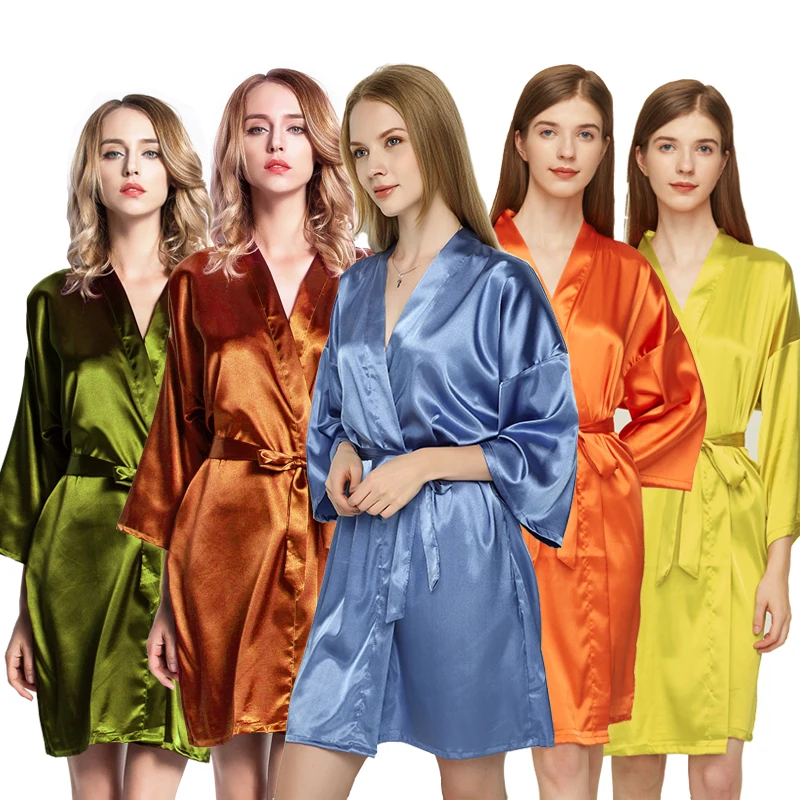 Top Trends: Bridesmaid Robes Silk Robe Bride Robe Short Satin Robe Women Wedding Robe Bathrobe Sleepwear Dressing Gown Plus Size Belt Shoppable Styles