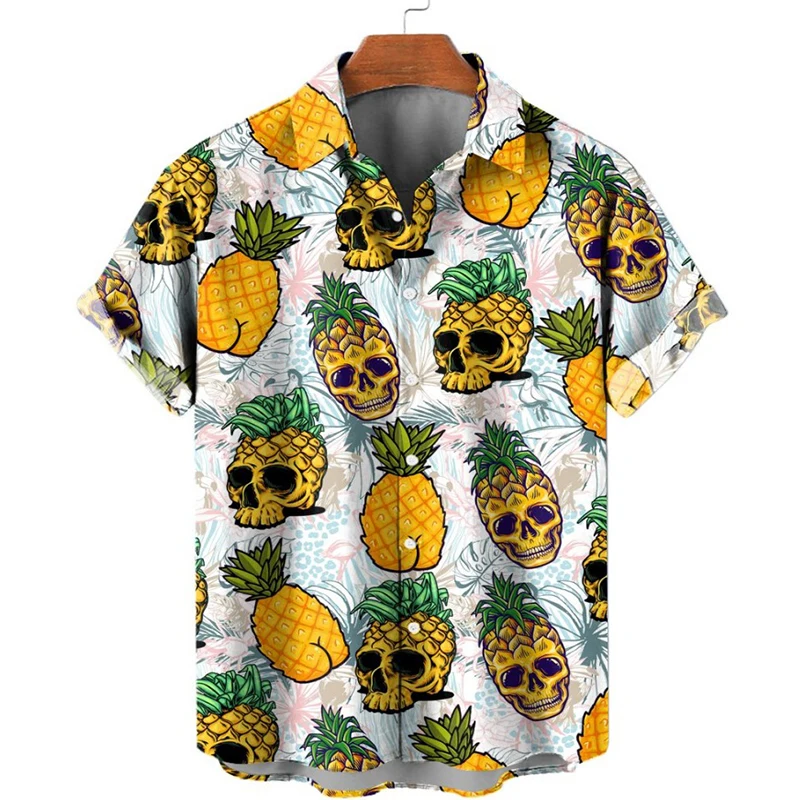 Top Trends: Pineapple Fruit Hawaiian Shirts Lemon 3d Print Shirts Men Fashion Blouses Casual Beach Camisas Summer Men's Vocation Lapel Shirt Shoppable Styles