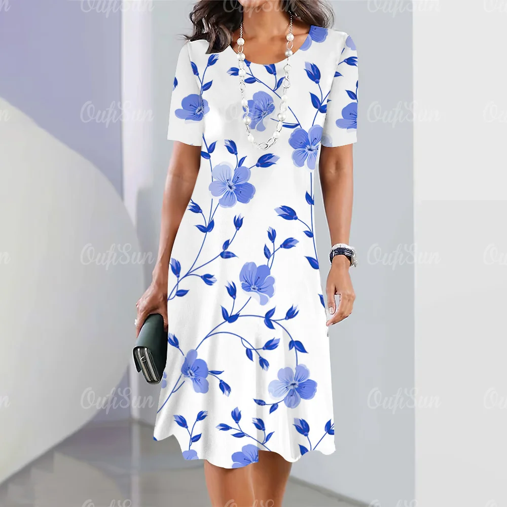 Top Trends: New Women's Dresses Elegant Floral Print Elements Elegant Leisure Long Dress Fashion Street Y2k Loose Plus Size Clothing 2024 Shoppable Styles