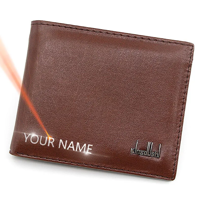 Top Trends: New Short Men Wallets Name Engraving Card Holder Small Male Purses Zipper Top Quality PU Leather Simple Money Clips Men's Wallet Shoppable Styles