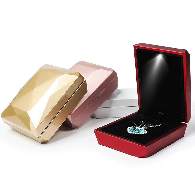 Top Trends: LED Light Proposal Engagement Ring Box Jewelry Gift Storage Cases Red Wine Pendant Case For Wedding Valentine&#039;s Day Anniversary Shoppable Styles