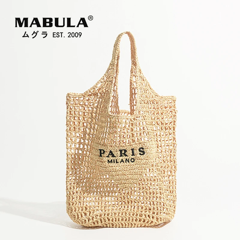 Top Trends: MABULA Luxury Design Women Plaited Raffia Straw Bag Large Capacity Casual Tote Handbag Hollow Summer Beach Vacation Shoulder Bag Shoppable Styles