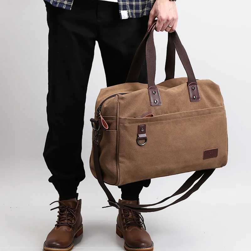 Top Trends: Men Canvas Shoulder Bags Casual Travel 16 Inch Laptop Crossbody Bag Luxury Business Bags Fashion High Quality Handbag Shoppable Styles