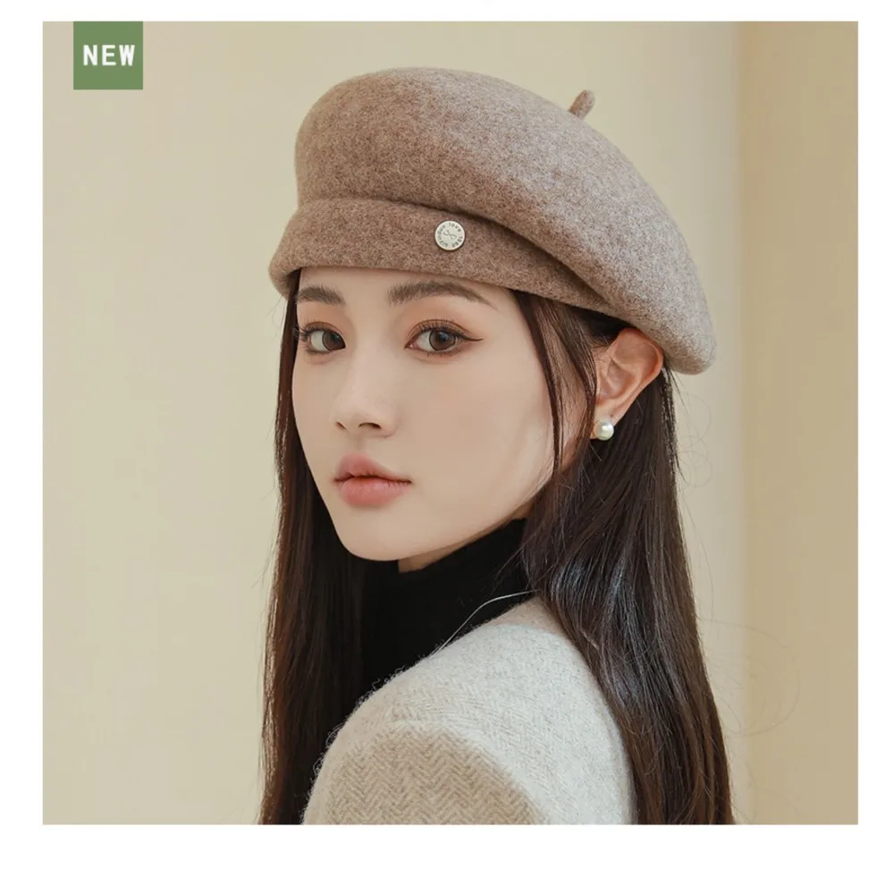 Top Trends: Beret Hat Women Autumn Winter Light Luxury Wool Blend Show Face Small Fashion Painter Hats England Retro Bud Cap Shoppable Styles