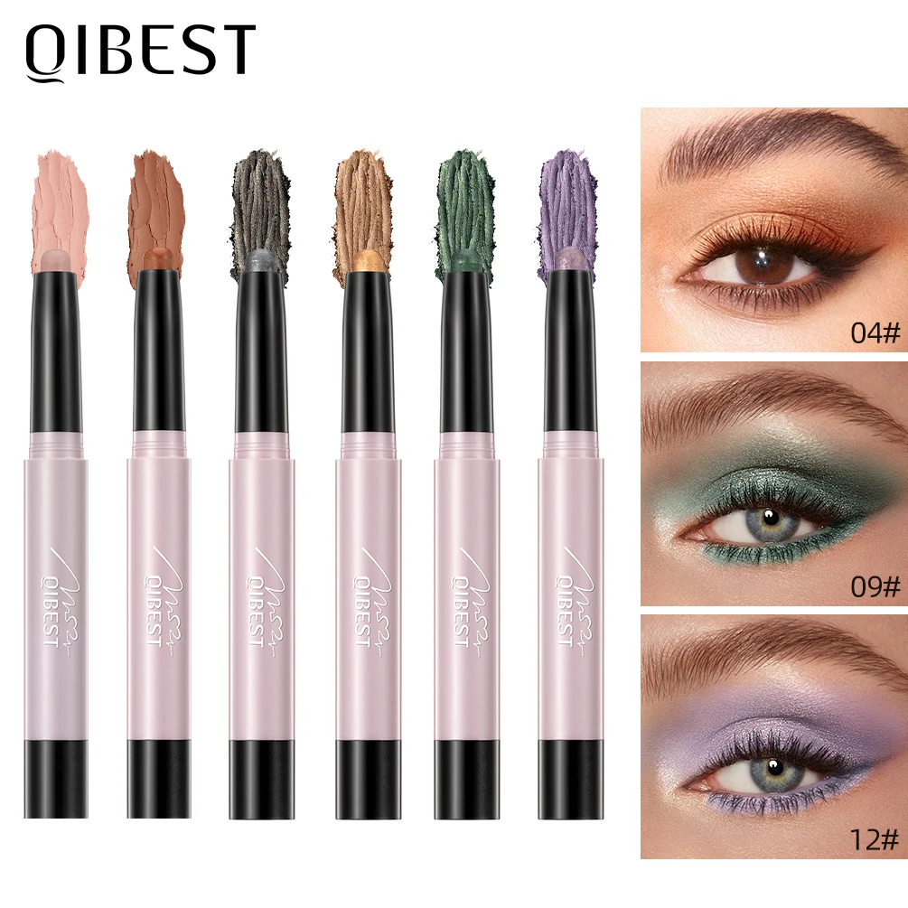 Top Trends: QIBEST Pearlescent Silkworm Eyeshadow Pencil Lasting Glitter Shiny Pigment Makeup Waterproof Nude Matte Eye Shadow Pen Cosmetics Shoppable Styles