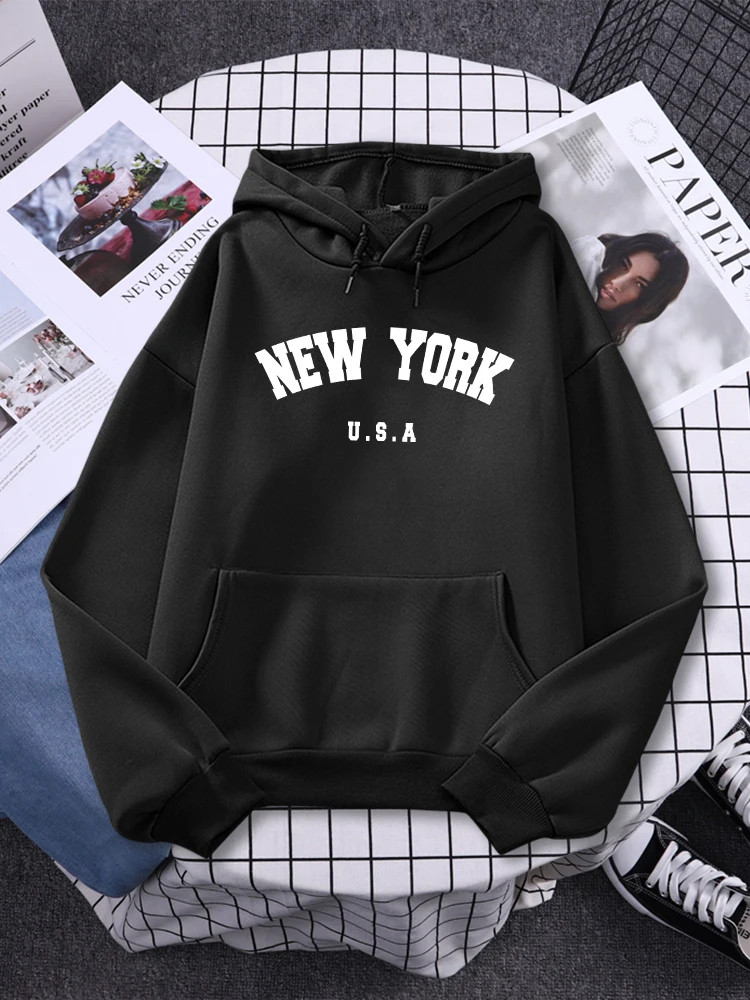 Top Trends: New York City Usa Printed Women Sweatshirt Oversize Pocket Street Pullover All-math Simple Sportswear Soft Casual Female Hoodies Shoppable Styles - Image 2