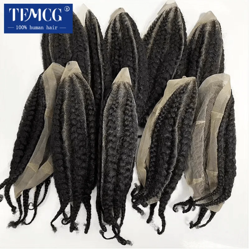 Top Trends: Toupee For Men Braided Full Lace Toupee For Black Men Human Hair Replacement Afro Corn Braids Male Hair Prosthesis Wigs For Men Shoppable Styles - Image 5