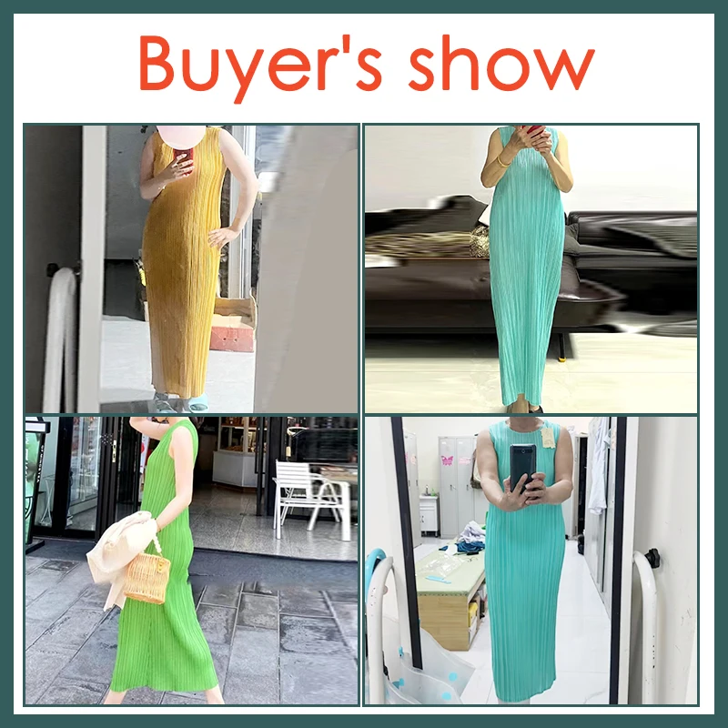 Top Trends: Pleated Sleeveless Solid Round Neck Long Dress Casual Summer Dresses For Women 2023 Ladies Dresses Loose Women Clothes Shoppable Styles - Image 5