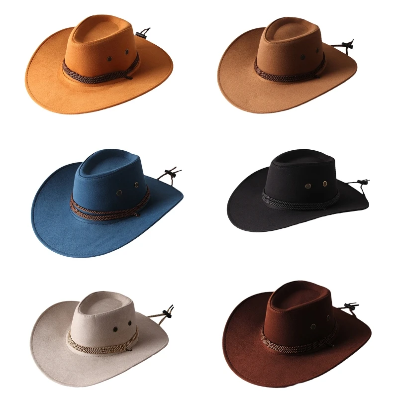 Top Trends: Vintage Western Cowboy Retro Jazz Hat Wide Brim Trendy Basin Hat Hat All-match Surprise Gifts For Boyfriend Girlfriend Shoppable Styles