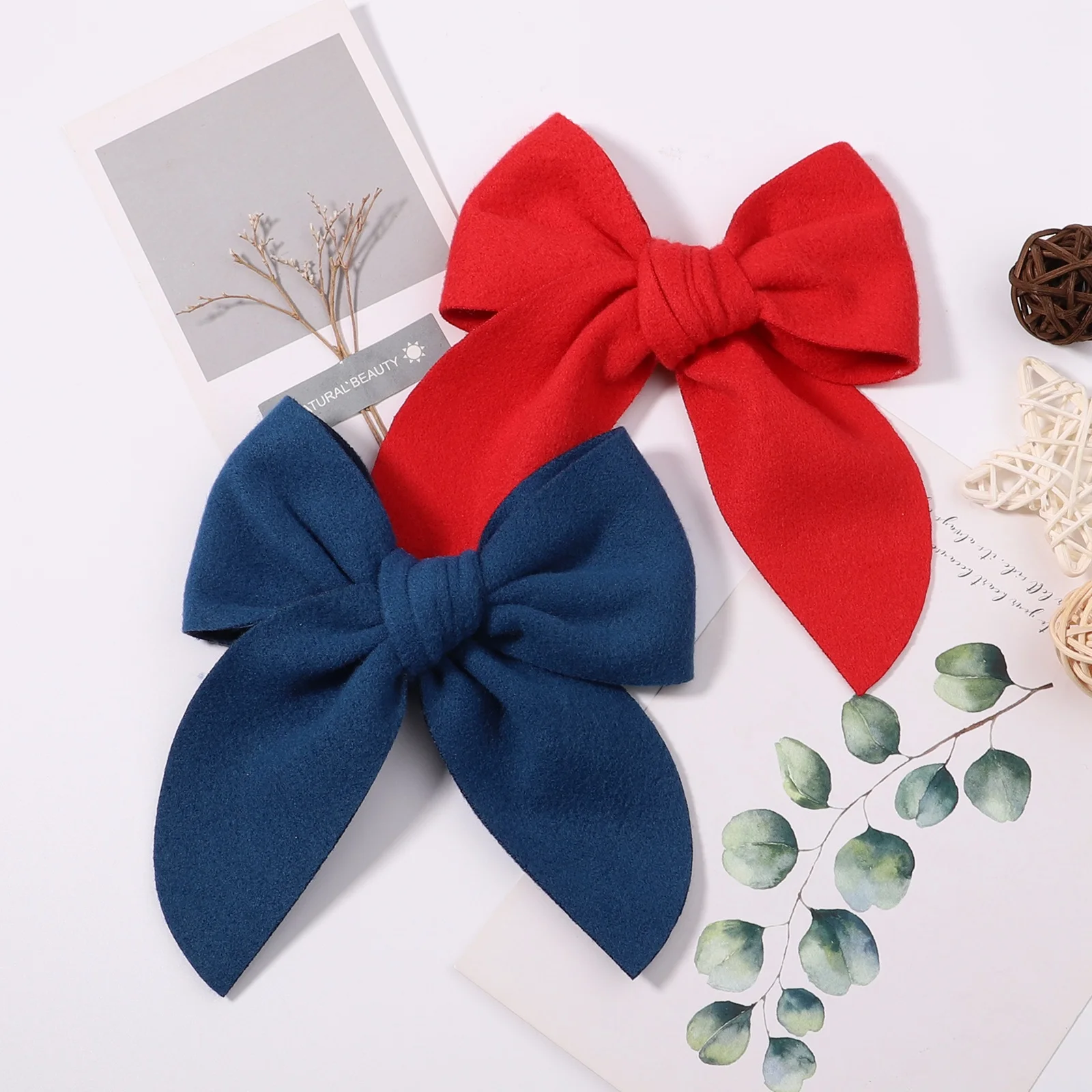 Top Trends: 20Colors 5Inch Solid Cotton Bow With Safety Hairpin For Girl Hair Bows Handmade Bowknot Hair Clip Headwear Kids Hair Accessories Shoppable Styles