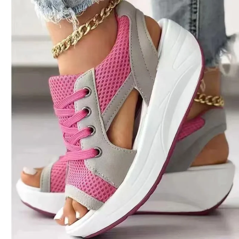 Top Trends: Fashion Women Sandals Summer New Lady Platform Chunky Sandals Comfortable Mesh Open Toe Casual Sports Ladies Shoes Plus Size 43 Shoppable Styles