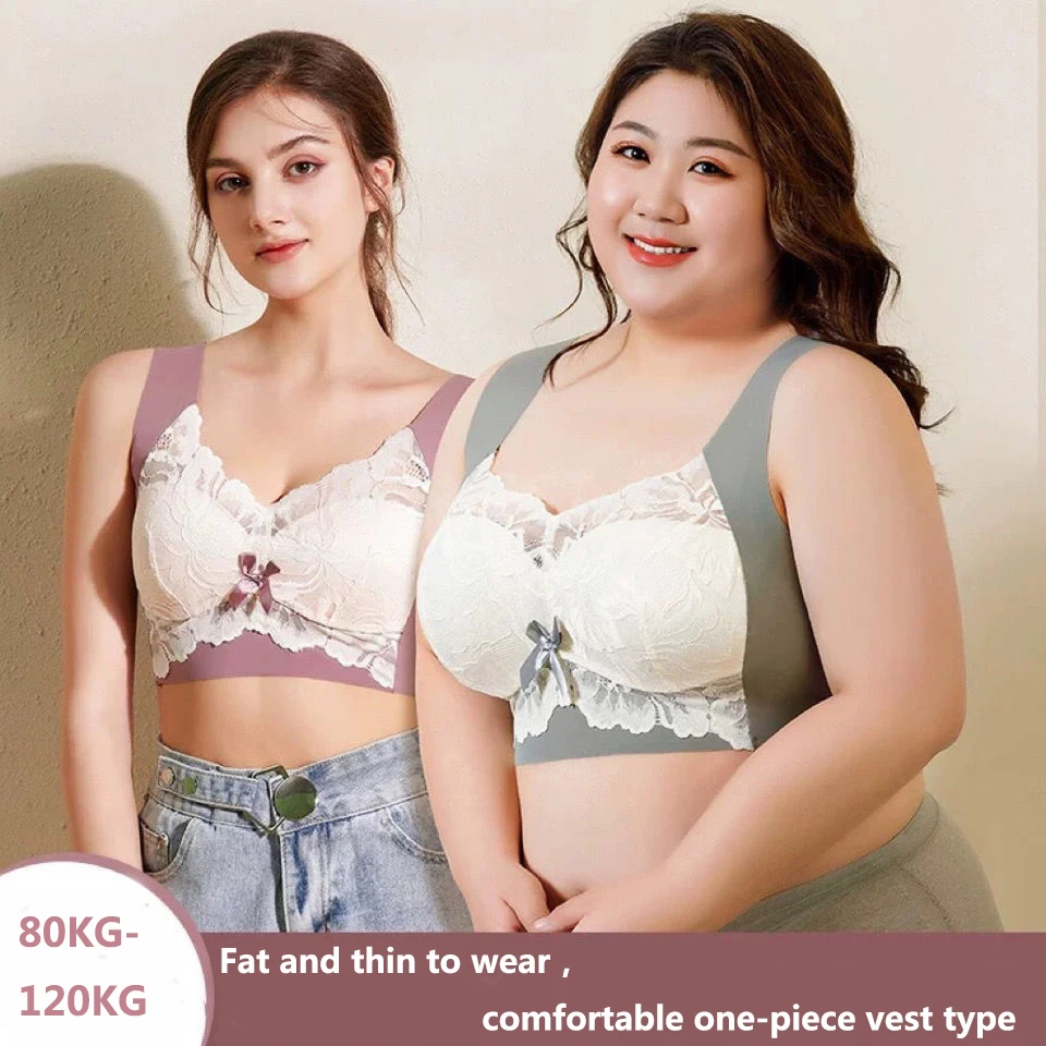 Top Trends: Seamless Bra Large Size Breasts Women Vest Type Anti Sagging Bras Lace Wireless Underwear Push Up No Steel Ring Lingerie New Bra Shoppable Styles