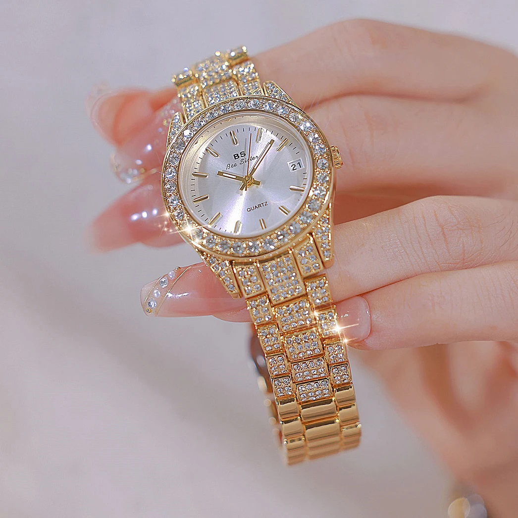 Top Trends: New Fashion Casual Ladies Wristwatch Luxury Crystal Quartz Watches Gold Silver Stainless Steel Band Calendar Watch For Womens Shoppable Styles