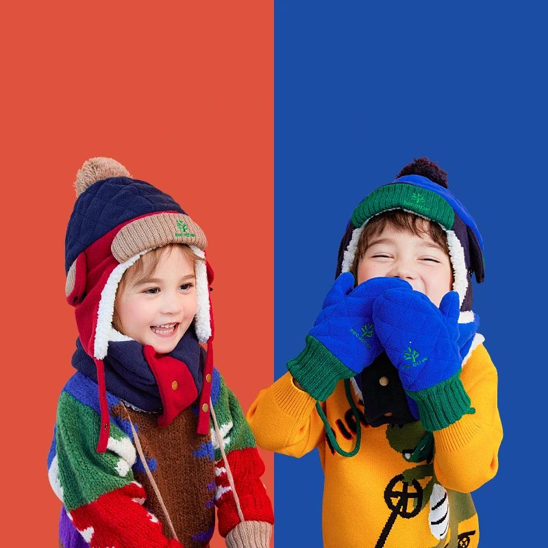 Top Trends: Warm Children Hat Scarf Gloves Set Autumn Winter Kids Ear Protection Warm Cap Boy Girl Soft Windproof Thickened Velvet Hats Shoppable Styles