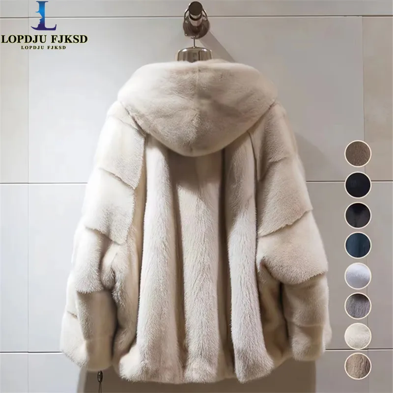 Top Trends: Faux Mink Fur Coat For Women, Hooded Long Jacket, Thick Warm Clothes, Batwing Sleeve, High Quality, Autumn And Winter, 2023 Shoppable Styles