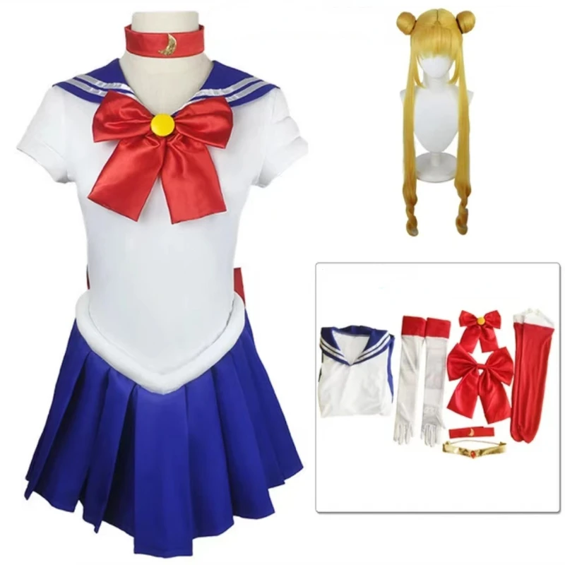 Top Trends: High Quality Anime Sailor Moon Cosplay Costumes Tsukino Usagi Uniform Adult Kid Dress Wig Halloween Costumes For Women Clothing Shoppable Styles