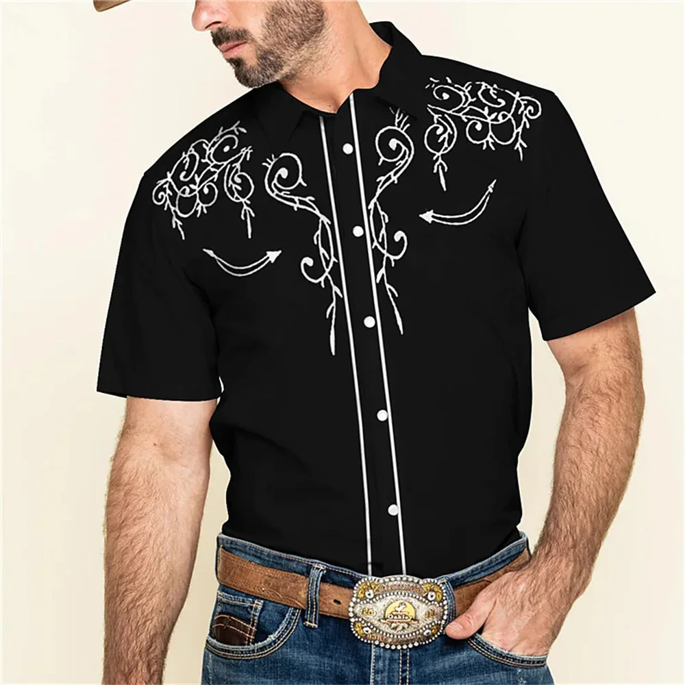 Top Trends: Men&#039;s Western Printing Shirt Animal Graphic Retro Black Outdoor Street Short Sleeve Fashion Street Clothing Designer Leisure Shoppable Styles