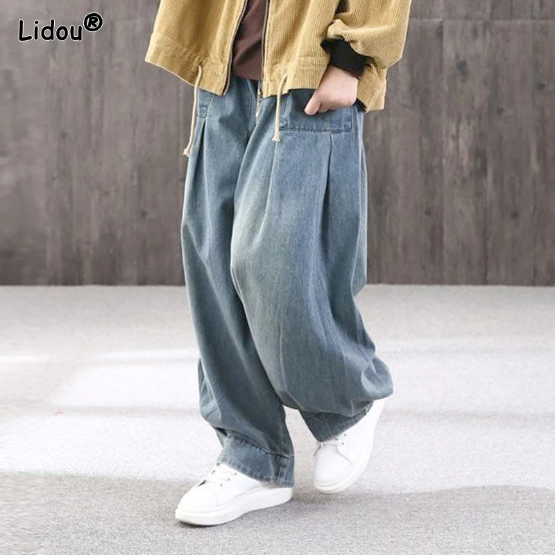 Top Trends: 2023 New Spring And Autumn Fashion Street Style Loose Relaxed Relaxed Elastic Waist Pocket Solid Color Enlarged Radish Pants Shoppable Styles