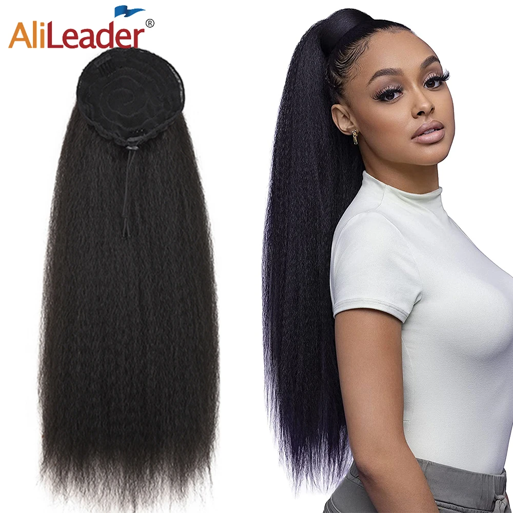 Top Trends: AliLeader Synthetic Long Afro Puff Ponytail Hair Kinky Natural Hair Kinky Straight Drawstring Ponytails With Clip Elastic Band Shoppable Styles