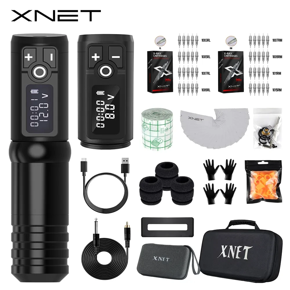 Top Trends: XNET Flash Wireless Tattoo Machine Kit Rotary Tattoo Pen LED Display 1950mAh Power Supply 40 Hybrid X-Ray Tattoo Cartridges Shoppable Styles