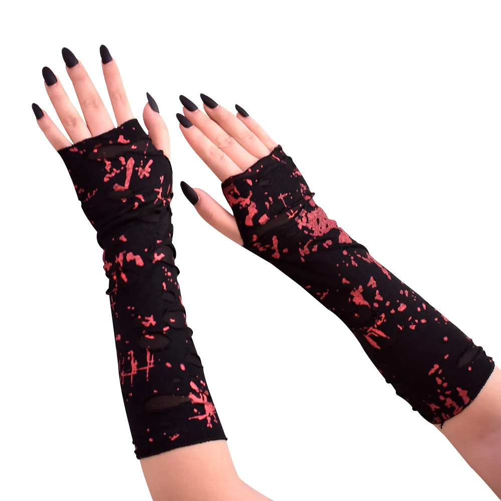 Top Trends: 1Pair Black Red Punk Gothic Fingerless Unisex Long Gloves Sport Ninja Gloves Jazz Disco Mittens Women Men Hollow Out Rock Gloves Shoppable Styles