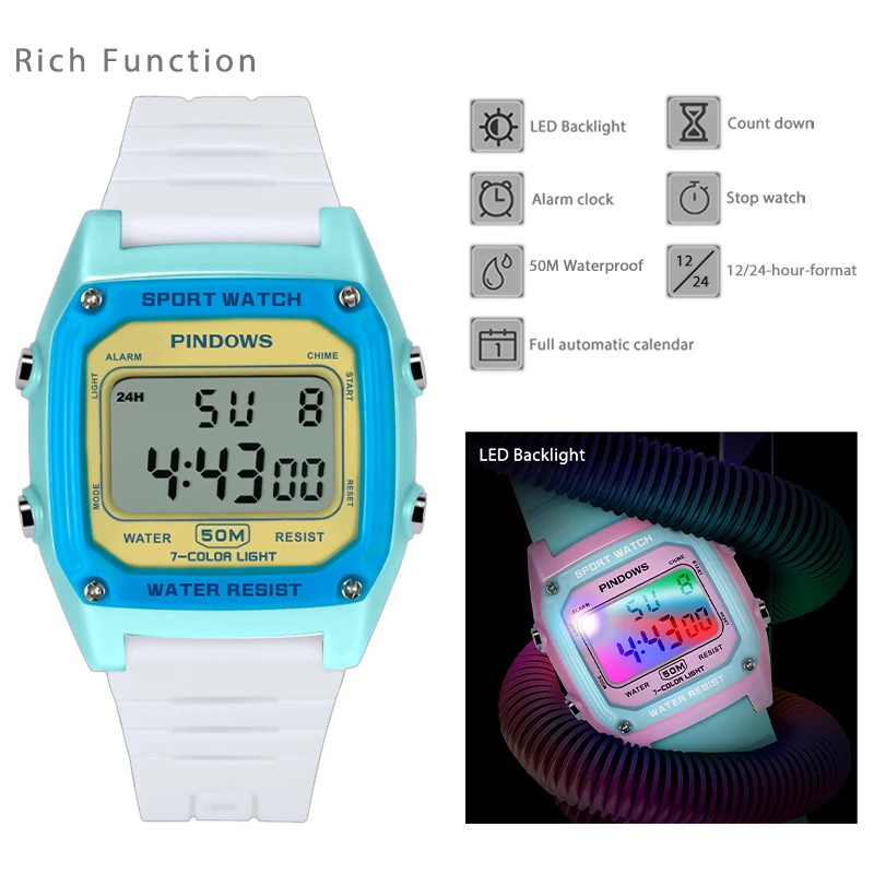 Top Trends: Fashion Square Wristwatches Women Outdoor Exercise Led Electronic Hand Clock Girls Casual Waterproof Sport Digital Watch Ladies Shoppable Styles - Image 5