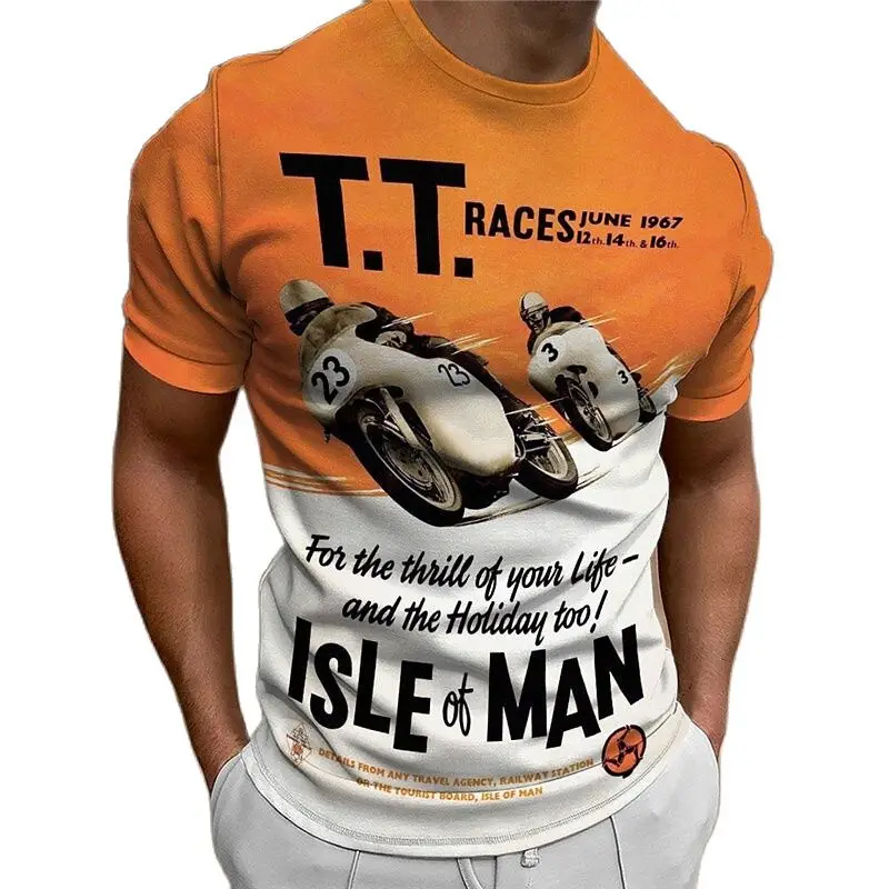 Top Trends: Motorcycle T-shirt Men 3D Isle Of Man TT Print Short Sleeve Vintage Tops Street Ride Biker T Shirt For Mens TShirt Oversized Tee Shoppable Styles