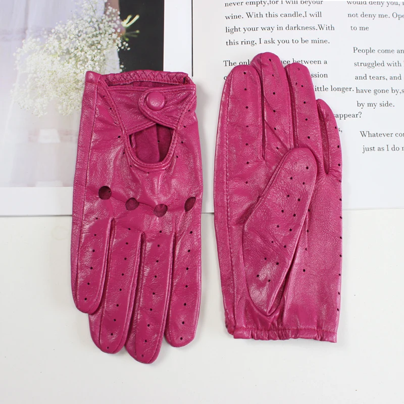 Top Trends: New Style Sheepskin Gloves Women Leather Thin Single Layer Unlined Hollow Breathable Riding Motorcycle Gloves Spring And Summer Shoppable Styles