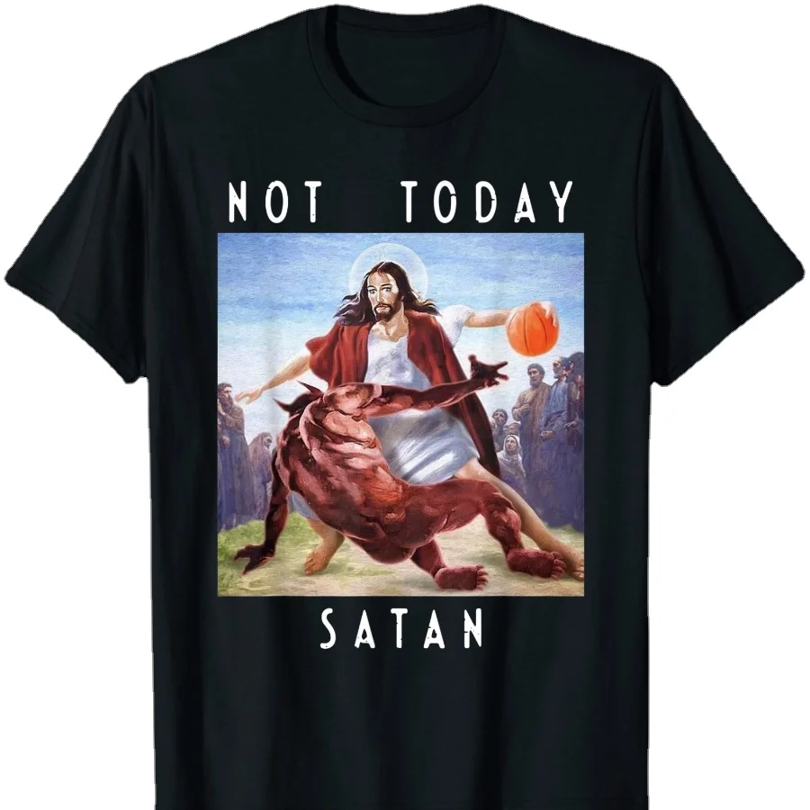 Top Trends: Not Today Satan Jesus Vs Satan Playing Basketball T-Shirt Summer Cotton Short Sleeve O-Neck Mens T Shirt New S-3XL Shoppable Styles