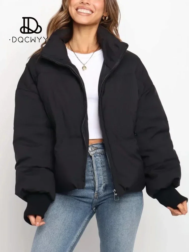 Top Trends: Women's Jacket Korean Fashion Winter Cotton Clothes 2024 New Loose Slim Warm Bread Clothing Short Zipper Solid Coat Parkas Tops Shoppable Styles