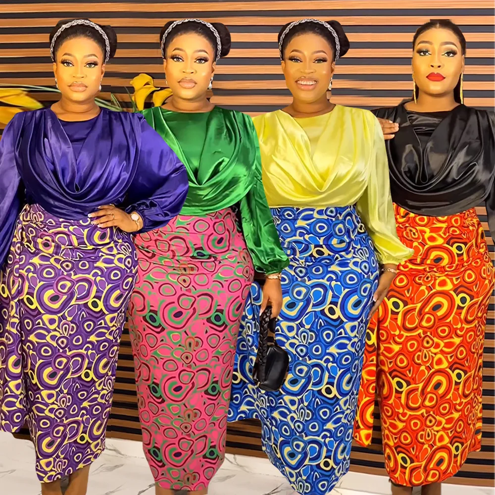 Top Trends: Elegant African Dresses For Women Two Pieces Set Tops And Skirts Suits Dashiki Ankara Outfits Plus Size Lady Party Dress 2023 Shoppable Styles