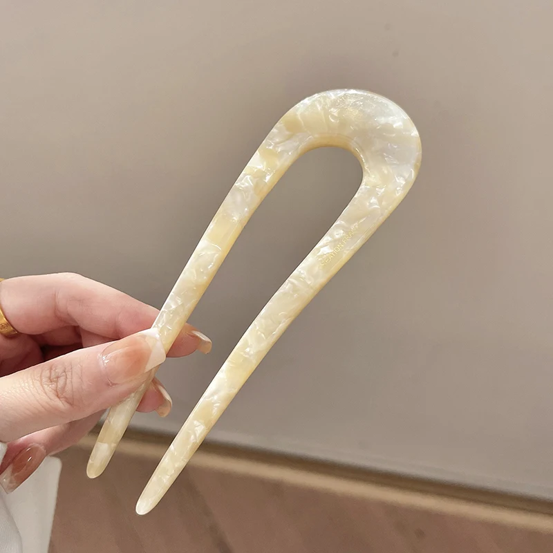 Top Trends: Trendy U-Shaped Acetic Acid Hairpin Girls Hair Fork Hair Clips Colour Marble Print Hair Sticks Women Headwear Hair Accessories Shoppable Styles - Image 5