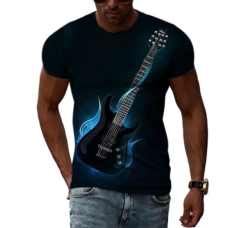 Top Trends: Summer Fashion Graphics Music Guitar T-Shirts For Men Casual 3D Print Tees Hip Hop Harajuku Personality Round Neck Short Sleeve Shoppable Styles