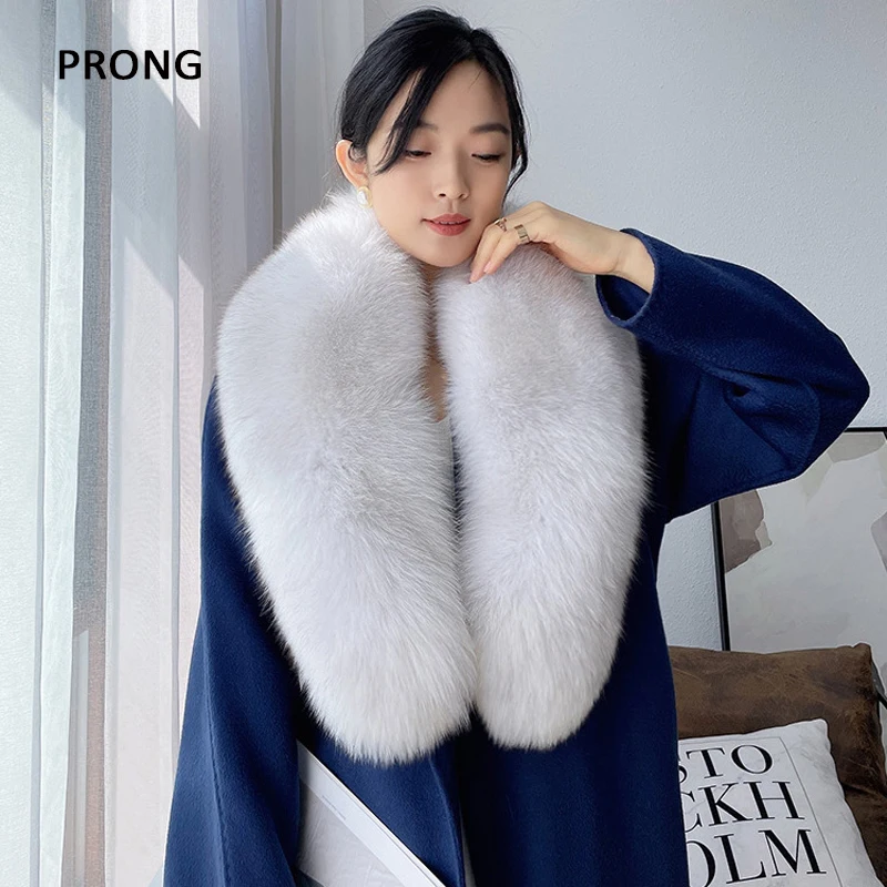 Top Trends: Winter Real Fox Fur Collar Woman Natural Fur Scarf Shawl For Women Collars Wraps Neck Warmer Large Size Fur Scarves Luxury Scarf Shoppable Styles