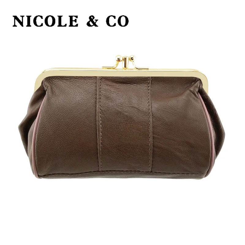 Top Trends: NICOLE &amp; CO Original Metal Hasp Small Wallet Women Mini Coin Purse Female Genuine Leather Sheepskin Girls Card Zipper Change Bag Shoppable Styles